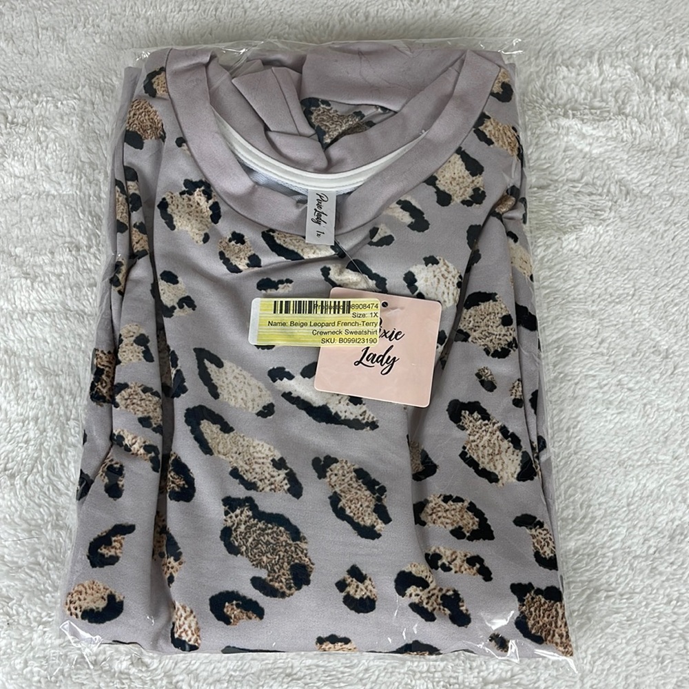 🤎 Pixie Lady leopard French-Terry crewneck sweatshirt🤎